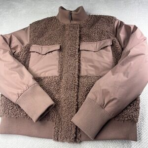 UpWest Resort Mercantile Women's Bomber Jacket Sherpa Cozy Coat - Large‎